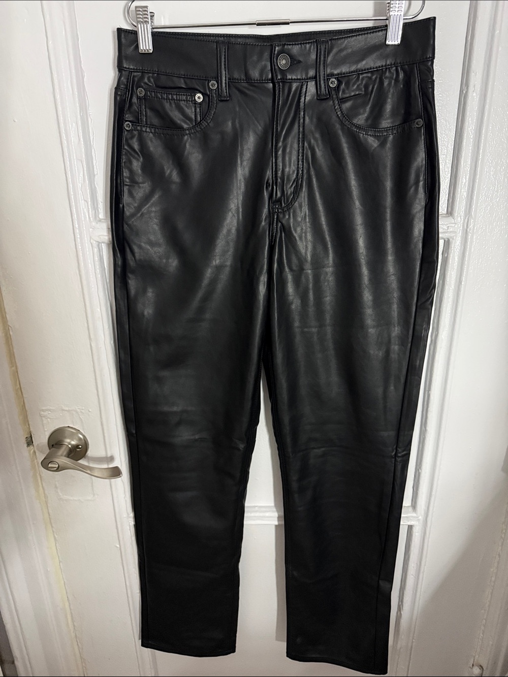 American Eagle Outfitters Black Slim Straight Faux-Leather Pants